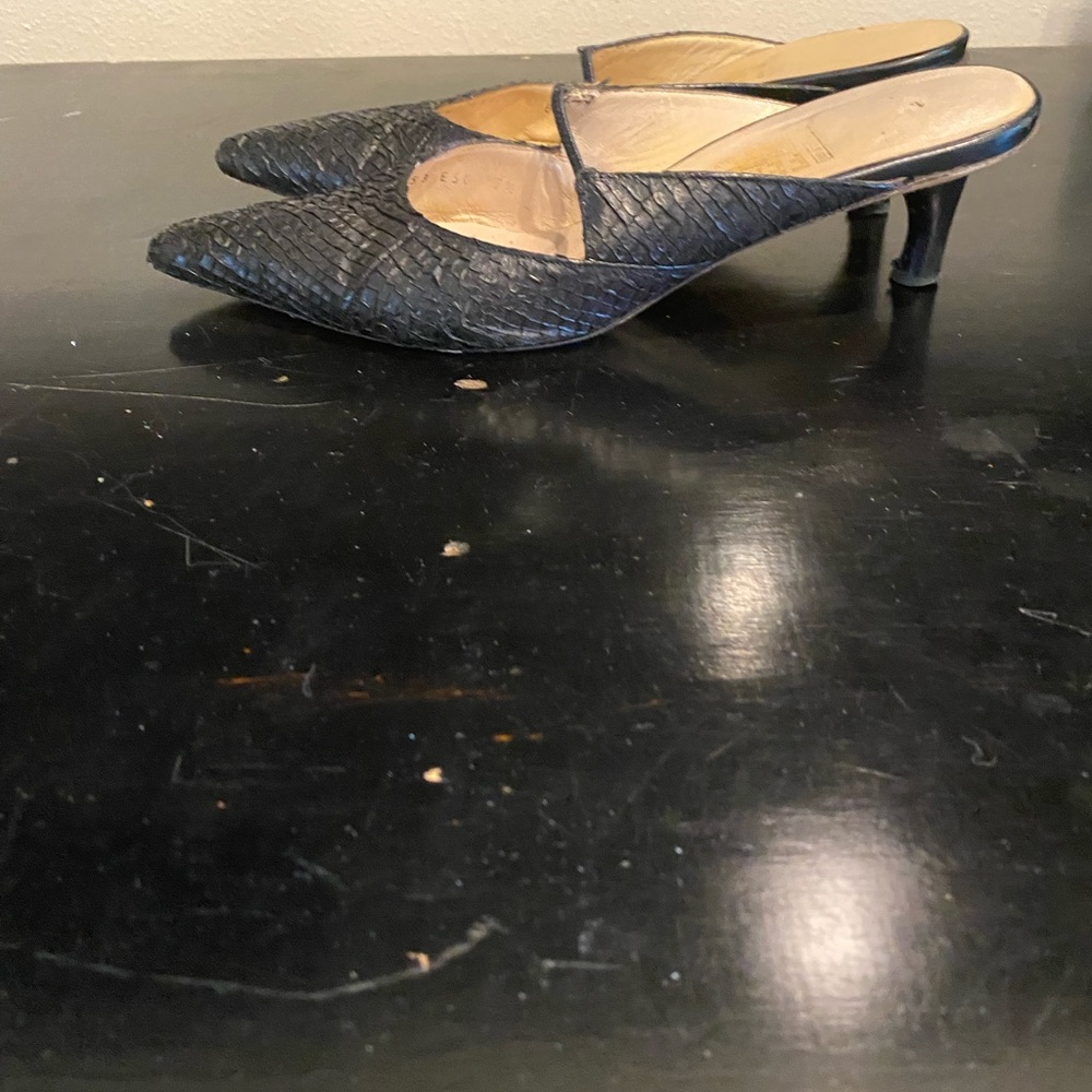 Ferragamo Python Mules Preowned Black Python Size… - image 5